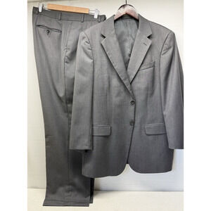 KENNETH ROBERT 2pc Suit Mens 42 Super Fine Worsted Wool pleated cuffed Pants 38